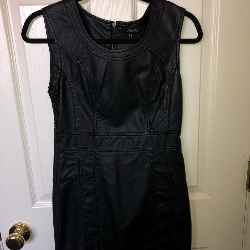 Black mini faux leather dress